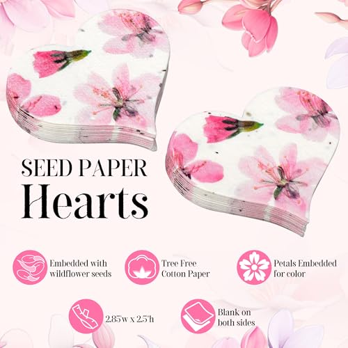 BuggyBeds 60PCS Plantable Seed Paper Hearts Shape – Wildflower Embedded Paper, Unique Gifts for Mothers, Garden Lovers, We...