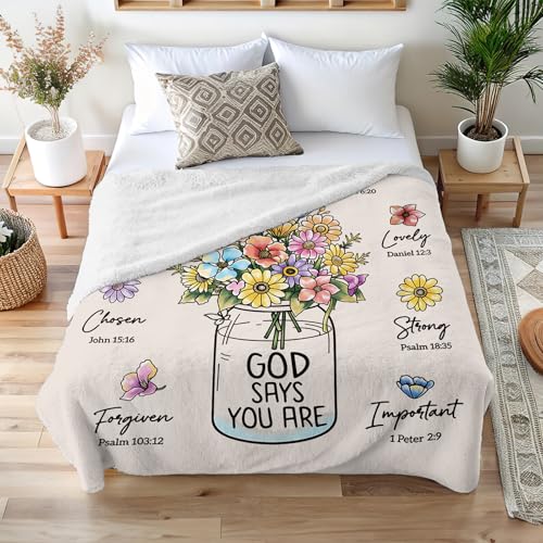 Personalized Christian Gifts for Women, Custom Christian Blanket with Flowers, God Says You Are Floral Inspirational Name ...