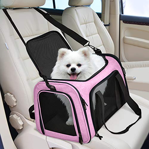Henkelion Pet Carrier for Small Medium Cats Dogs Puppies up to 15 Lbs, TSA Airline Approved, Soft Sided, Collapsible Trave...
