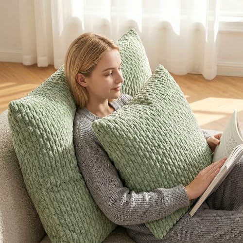 Kevin Textile 2 Packs Spring Decorative Throw Pillow Covers 18x18 Inch for Living Room Couch Bed Spring Sofa Soft Striped ...