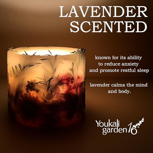 Youkali Scented Candles for Women,Burning Natural Soy Wax candles for home scented,Natural Pillar Candle with Dried Flower...