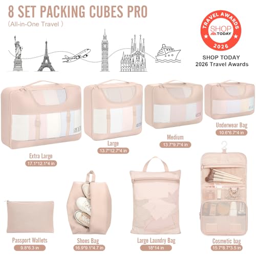 Veken 8 Set Packing Cubes, Cruise Ship Travel Essentials Accessories for Beach Vacation, Personalized Gifts for Women Mom ...