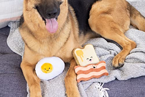 Pearhead Barkfast Dog Toys, Set of 3, Plush Pet Squeaker Toys, Breakfast Dog Toy Set, Toast Bacon & Egg Toy Set, Must Have...