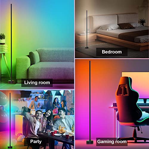 Miortior Corner Floor Lamp, 2 Pack LED Corner Lamp with App/Remote/Button Control, Smart RGB Floor Lamp with 16 Million DI...