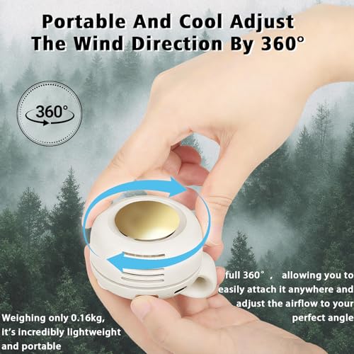 Ahuccf Portable Clip-On Fan, Mini USB Rechargeable 360° Rotatable Fan, 3-Speed Silent Mini Bladeless Fans