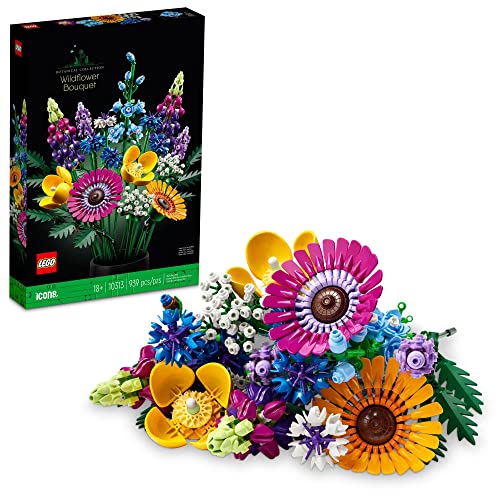 LEGO Botanicals Artificial Wildflower Bouquet - Fake Indoor Flowers Building Set for Home, Kitchen, Desk Decoration, Adult...