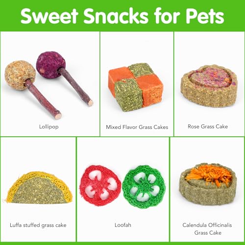 VESPRO Bunny Teys for Rabbits Hamster/Guinea Pig Toys Natural Timothy Hay Sticks chew Treats and Balls for Rabbit, Bunny, ...