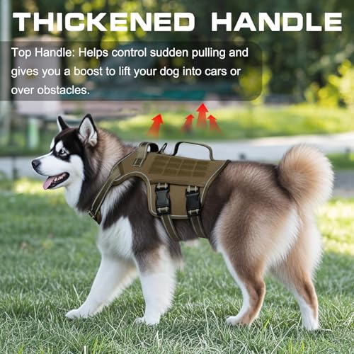 Dog Harness for Large Dogs Heavy Duty, No Pull Tactical Dog Harness with Molle System, Easy On and Off Service Dog Vest, B...