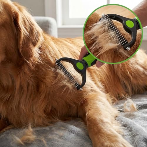 PETIMP STORE 4PCS Self Cleaning Slicker Brush, Pet Grooming Rake, Bath Brush & Massage Brush for Short/Long Haired Dogs, C...