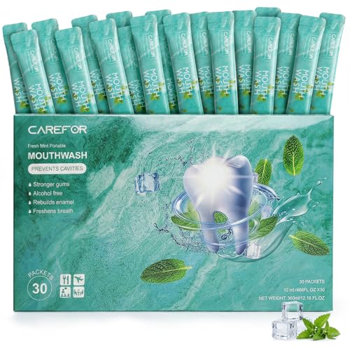 Mouthwash Travel Size Portable Packets to Go, Alcohol & Fluoride Free Fresh Mint MouthwashStrips for Superior Oral Hygien...
