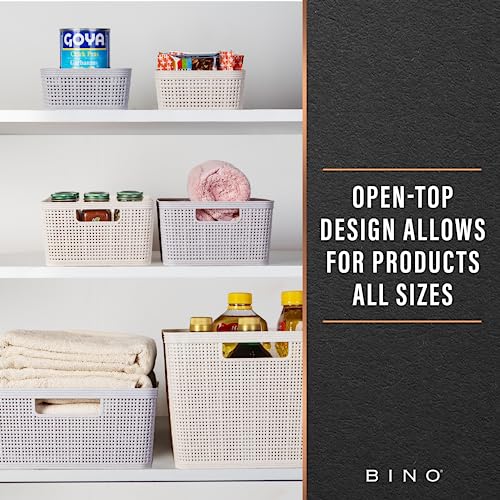 BINO | Woven Plastic Basket | Small (Natural), 5-Pack | THE JUTE COLLECTION | Home Organization, Space - Saving Storage, S...
