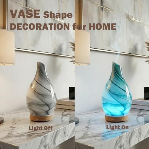 Glass Essential Oil Diffuser with 3 Aromatherapy Oils,200ml Small Humidifier with Timer,7 LED Color Lights,Waterless Auto ...