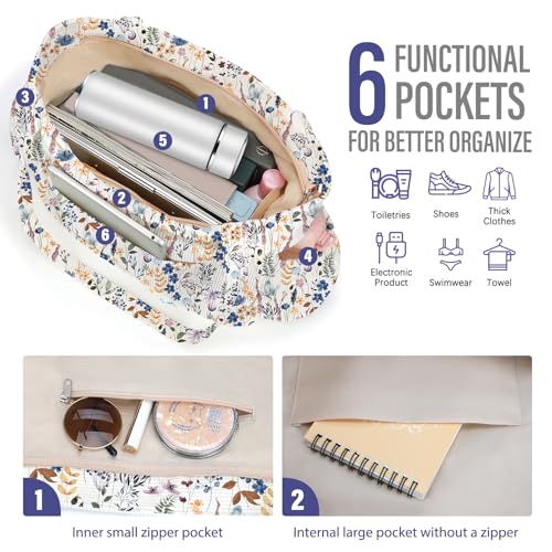 Corduroy Tote Bag for Women,Large Capacity Cute Tote Bags With 6 Pockets,Crossbody Shoulder Handbag for Work Travel Gym