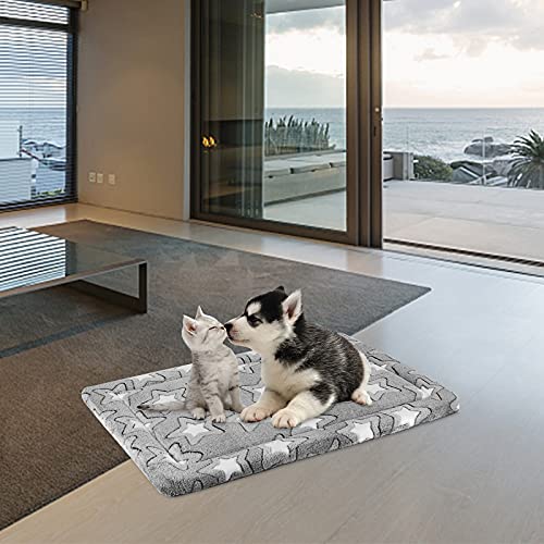 EMPSIGN Dog Crate Pad - Reversible Kennel Mat (Cool & Warm), Machine Washable, Cozy Star Pattern Sleeping Pad for Small Me...