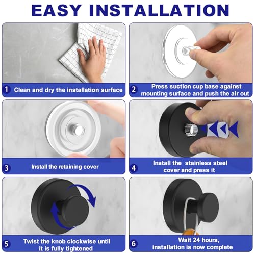 Bntuk Suction Cup Hooks for Shower, Removable Towel Hooks for Bathroom Window Glass Door Wall, Bath Robe Looafh Wreath Hoo...