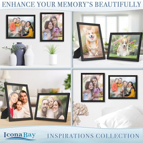 Icona Bay 8x10 Black Picture Frame Beautifully Detailed Molding, Contemporary Picture Frame Set, Wall Mount or Table Top, ...
