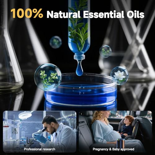 Smart Car Air Freshener with Star Light & 100ml Diffusers Oil Refills, Auto On/Off Aroma Diffuser, 3 Adjustable Mist Modes...