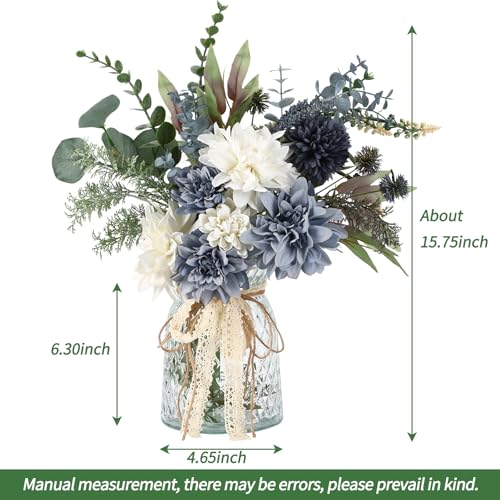 CEWOR Fake Flowers in Vase, Artificial Flowers Arrangement in Vase, Fake Floral Table Centerpieces Decor for Kitchen Farmh...