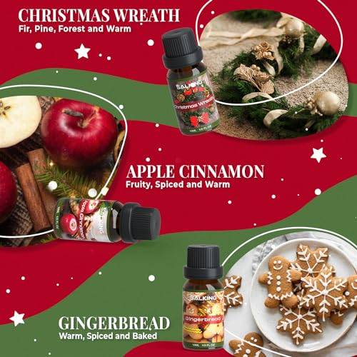SALKING Christmas Fragrance Oils, Premium Essential Oil for Diffuser, Scented Oil Gift Set for Soap Candle Making - Christ...