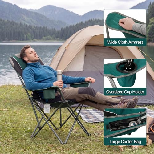 2 Pack Camping Chairs for Adults - Oversized Folding Lawn Chair with Angled Backrest,Heavy Duty 400lbs,Padded Camp Chairs ...