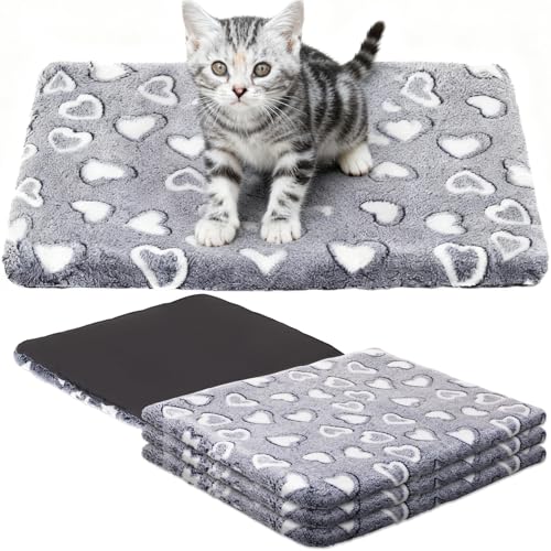 VitalCozy 3 Pcs Waterproof Reversible Dog Crate Pad Warm and Cool Dog Cats Bed Mat for Crates Sleeping Mat Cozy Heart Patt...