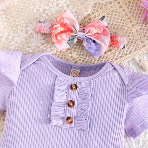 GDTOGRT Baby Girl Clothes Newborn Infant Outfit Ruffle Romper and Short Pants Clothing Sets for Summer Spring
