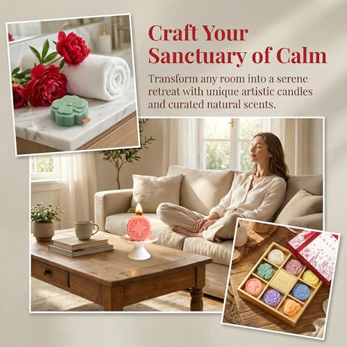 AMALEE 8-Pack Novelty Scented Candles Gift Set - Unique Shaped Artistic Aromatherapy Candles, Natural Soy Wax with Wooden ...