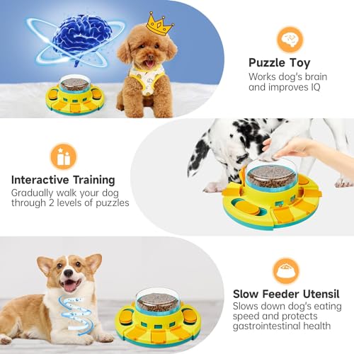 Potaroma Dog Puzzle Toy 2 Levels, Slow Feeder, Pup Food Treat Feeding Dispenser for IQ Training and Entertainment for All ...
