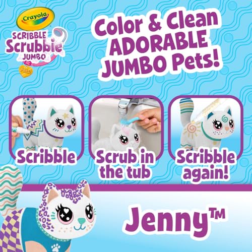 Crayola Scribble Scrubbie Jumbo Toy Cat, Large Posable Animal for Kids, Birthday, Gift for Girls & Boys, Washable Coloring...
