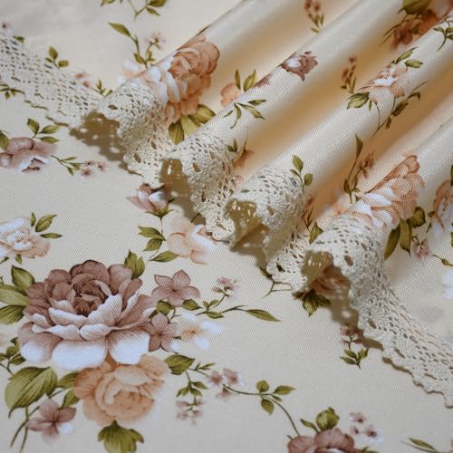 YEESSION Floral Print Square Tablecloth 38 x 38 Inch Stain Resistant and Waterproof Wine Table Cover for Kitchen Dining In...