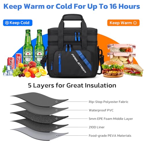 Maelstrom Lunch Box, 20L Insulated Lunch Bag for Men Women, Expandable Double Deck Leakproof Cooler Bag with 6 Pockets, Re...