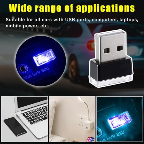Augeny 4 PCS USB LED Car Interior Atmosphere Lamp, Plug-in USB Decor Night Light, Portable Auto Ambient Lighting Kit, Univ...