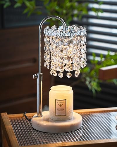 Candle Warmer Lamp with Timer Dimmer Adjustable Height Candle Warmer with Marble Base for Jar Candles, Crystal Candle Lamp...