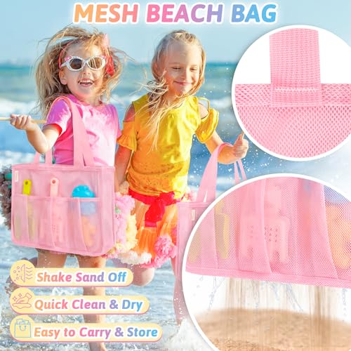 CatchCute Unicorn Collapsible Beach Toys,14 PCS Sand Toys Set with Animal Foldable Buckets,Shovels,Sifter,Sand Molds,Castl...