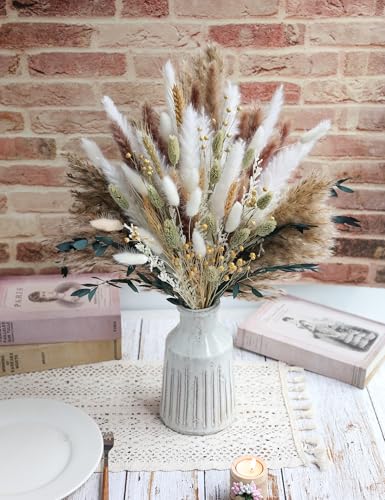 xin's convey 126pcs Dried Pampas Grass Decorations, Dried Flowers Bouquet, Reed Grass Bouquet for Boho Floral Wedding, Bed...