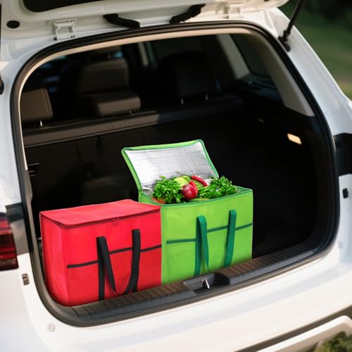 Foraineam 4 Pack Insulated Reusable Grocery Shopping Bags, Foldable Cooler Bag Food Delivery Bags with Hard Bottom Insert ...