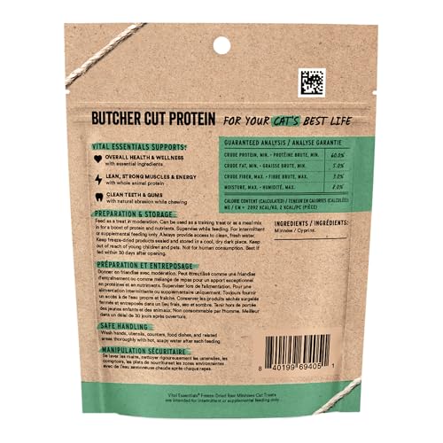 Vital Essentials Freeze Dried Minnows Cat Treats | Single Ingredient | Premium Quality | Grain Free, Healthy Treats for Ca...