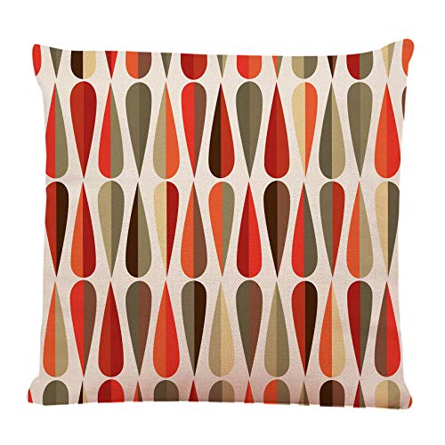 Ofocam Throw Pillow Cover Mid Century Modern Style Retro with Drop Shapes in Tones Abstract Decorative Throw Pillow Cushio...