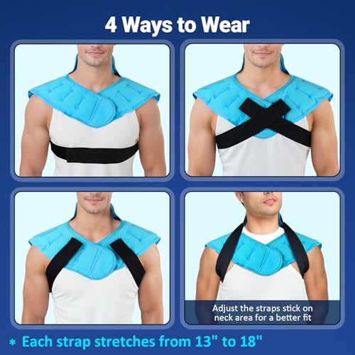 Comfytemp Large Ice Pack for Neck Shoulders Upper Back Pain Relief with Straps, Reusable Gel Ice Wrap Hot Cold Compress Th...