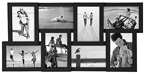Malden International Designs Collage Picture Frame for Wall, Holds Eight Photos : 4-6x4 and 4-4x6 Inch - Black Plastic, Wa...