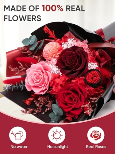 Bessol Flowers for Delivery Preserved Fresh Flower Bouquet Mothers Day Roses Gifts for Mom Birthday Flowers for Women Gran...