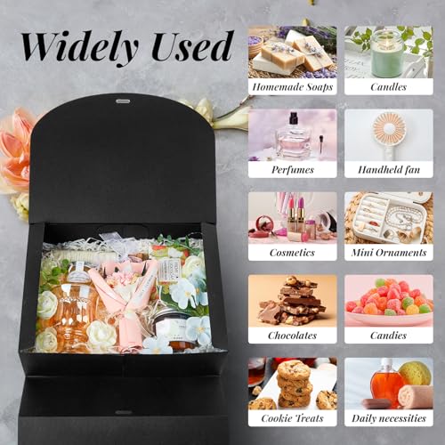 Kucoele 15 PCS Gift Boxes with Lids, 10.6 x 7.8 x 3.1 Inches Bridesmaid Gift Boxes, Black Proposal Boxes with Ribbons for ...