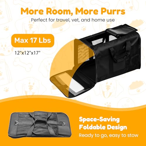 Simple Deluxe Airline-Approved Cat Carrier, 17" x 12" x 12", Soft-Sided Pet Carrier for Cats, Small Dogs, Kittens & Puppie...