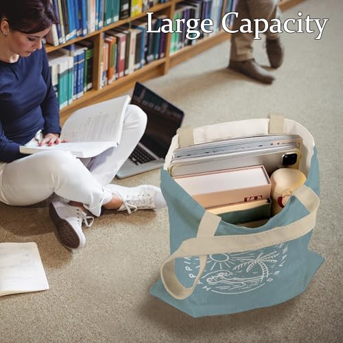 Lacosu Coastal Canvas Tote Bags for Women - Beach Vacation Gifts, Reusable Grocery & Shopping Bags