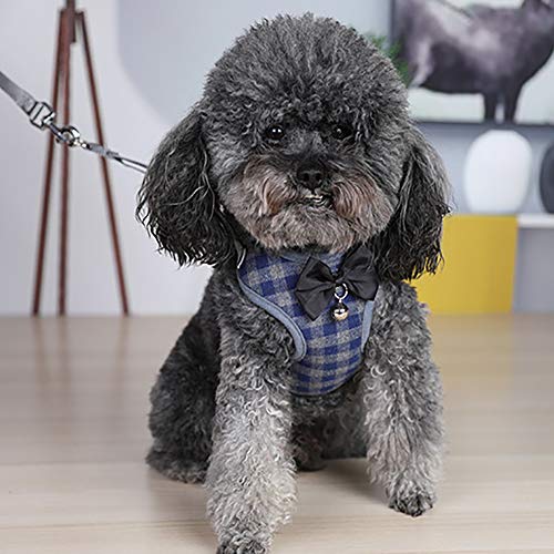 Dog Harness and Leash Set, Soft Mesh No Pull Dog Cat Harness Vest with Bowtie Bell for Small Dogs Puppy and Cats Outdoor T...
