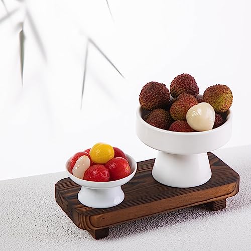 FLYIEE Wood Risers for Decor Display, Bathroom Counter Sink Decor, Dish Soap Tray Wood Tray for Kitchen Counter, Small Woo...