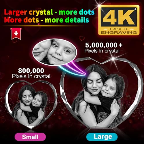 QPCBEBY 3D Crystal Photo, Mothers Day Personalized Gift for Mom, Women, Wife, Her, Him, Girlfriend, Grandma, Heart Glass E...