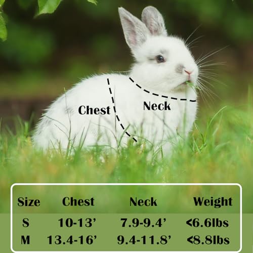 Rabbit Harness and Leash Set Escape Proof, Adjustable Soft Padded Vest, Breathable Mesh Bunny Harness with Reflective Stra...