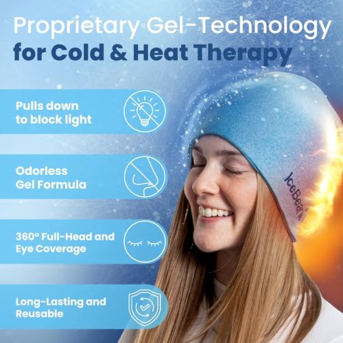 IceBeanie Migraine Relief Cap, As Seen on Shark Tank, Soft & Stretchy Gel Tension Headache Relief Cap, Extended Cooling Ha...