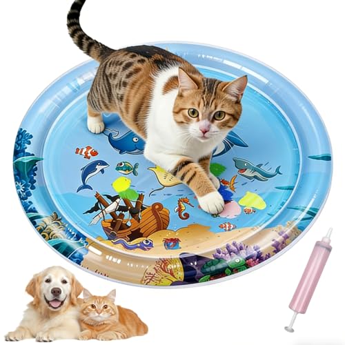 Water Sensory Play Mat for Cat Dog, 2026 Inflatable Pet Cooling Water Pad, Summer Water-Fillable Sensory Mat, Upgraded wit...